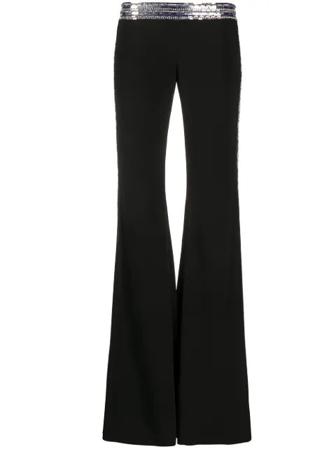 Balmain sequin-embellished flared trousers Black TF05235P040