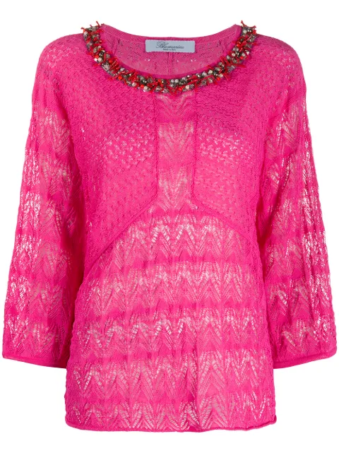 Blumarine embellished decorative knit blouse Pink 20851