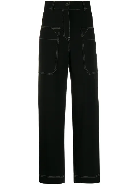Alberto Biani contrast stitching straight-leg trousers Black CC814AC0028