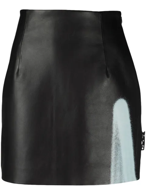 Off-White graffiti detail mini leather skirt OWJC005F20LEA0011001