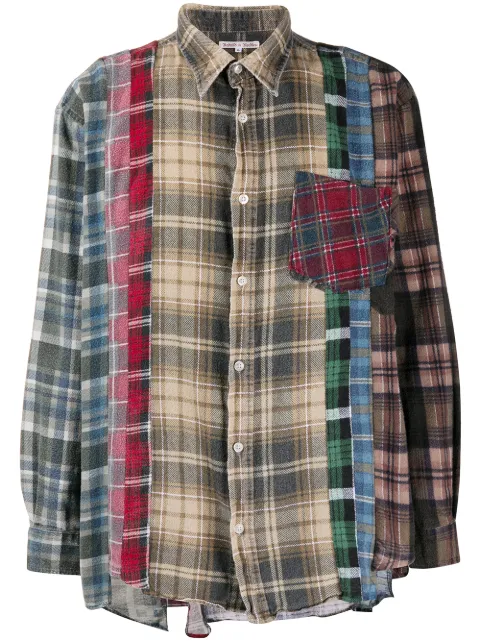 Needles check print patchwork shirt Grey GL290