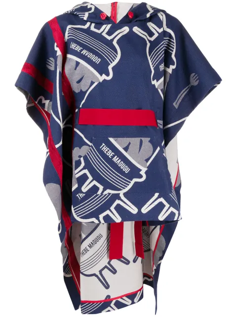 Thebe Magugu Basotho printed cape Blue BASOTHO