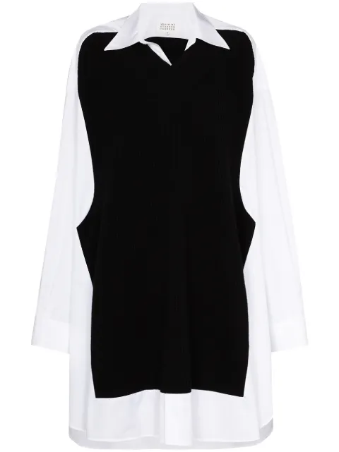Maison Margiela Spliced knit-detail shirtdress White S51DL0356S44720