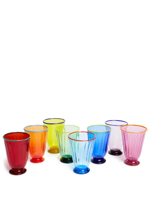La DoubleJ Rainbow set of 8 glasses Blue GLA0003MUR001ASS0001
