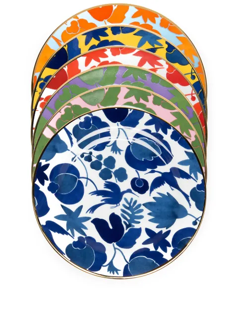La DoubleJ Wildbird dessert plates (six-person setting) Blue DIS0024CER001CER0022