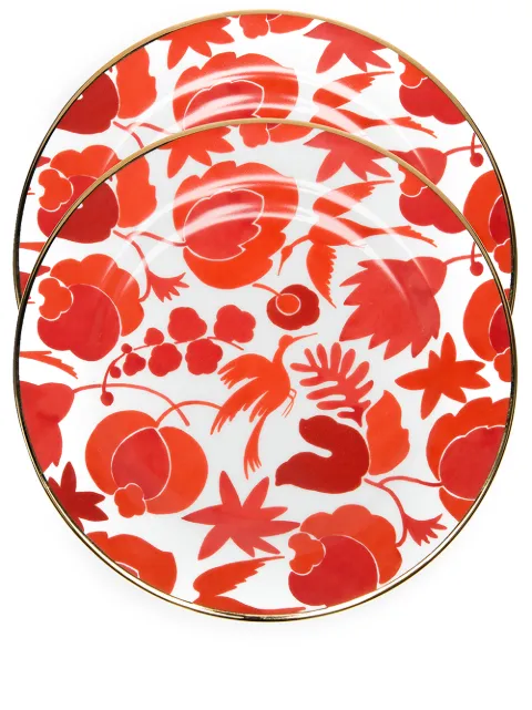 La DoubleJ Wildbird dessert plates (set of 2) Red DIS0023CER001CER0012