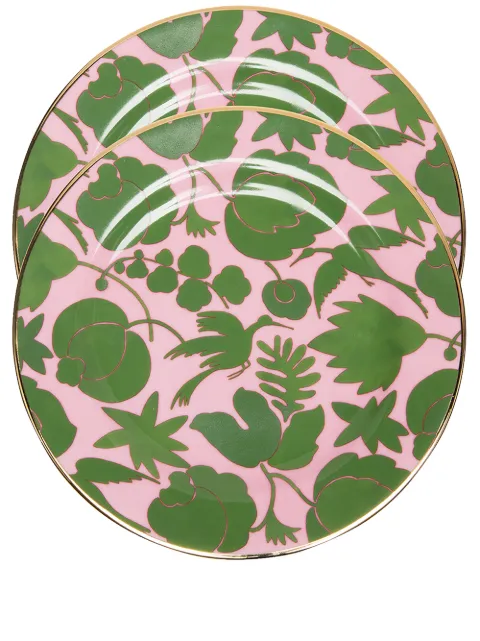 La DoubleJ Wildbird dessert plates (set of 2) Pink DIS0023CER001CER0016