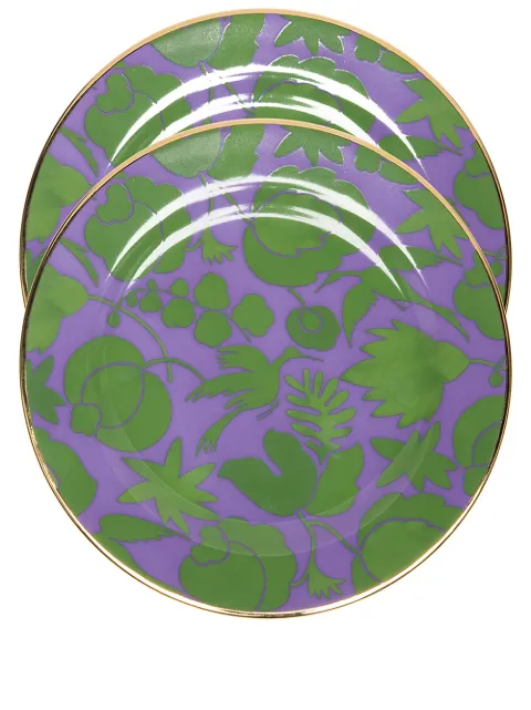 La DoubleJ Wildbird dessert plates (set of 2) Purple DIS0023CER001CER0015