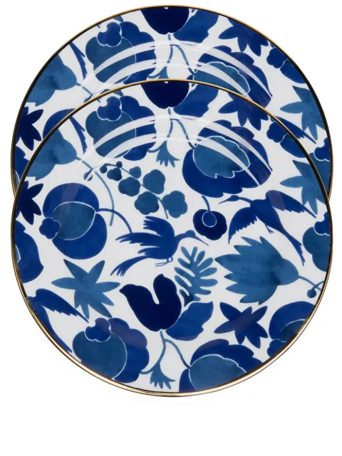 La DoubleJ Wildbird dessert plates (set of 2) Blue DIS0023CER001CER0018
