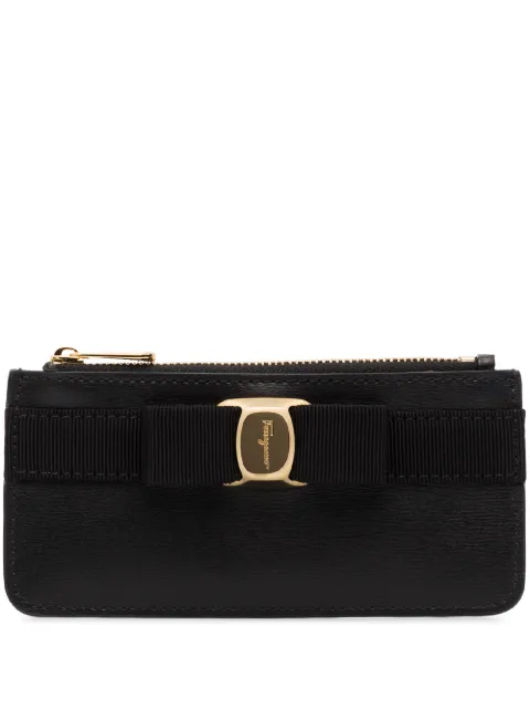 Ferragamo Vara bow long leather wallet Black 734494