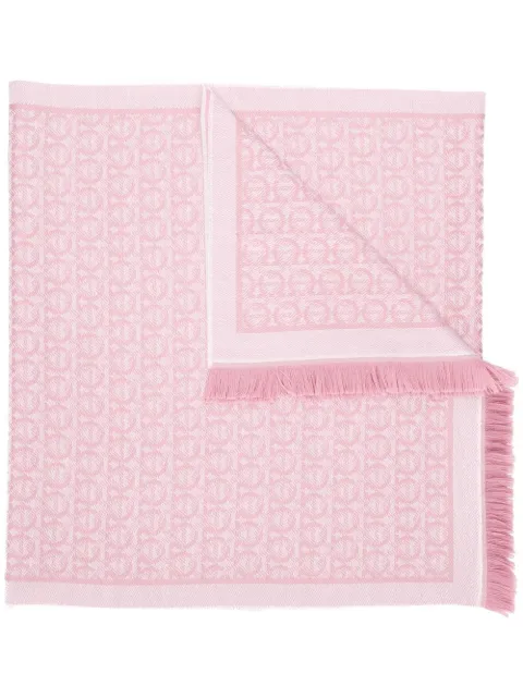 Ferragamo Gancini jacquard knitted scarf Pink 717644
