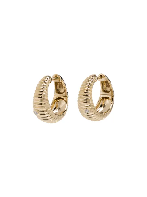 Yvonne Léon 9kt yellow gold ridged diamond hoop earrings Gold PCREOLBERLINGOJ