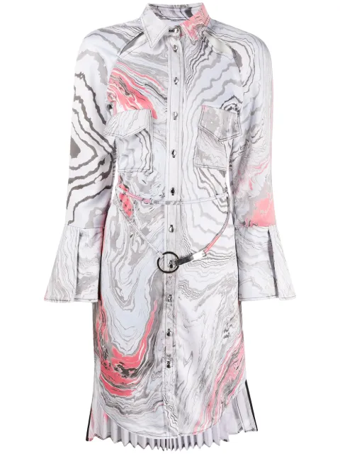 Thebe Magugu Suminagashi tie-dye print shirt dress Grey SUMINAGASHI
