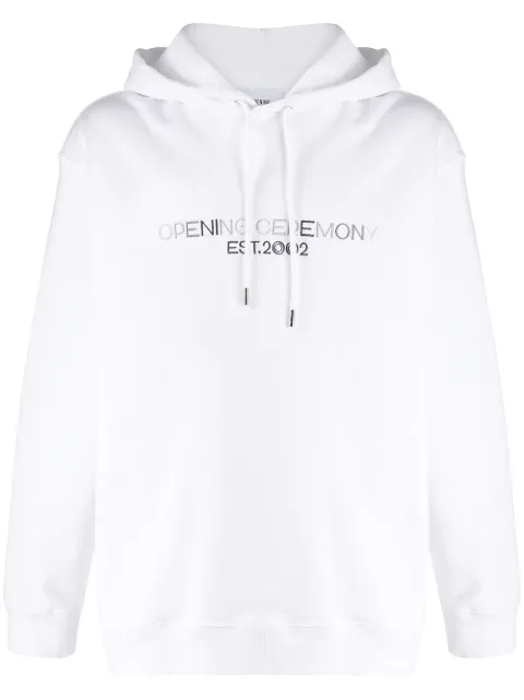 Opening Ceremony embroidered logo hoodie White YMBB001F20FLE0070210