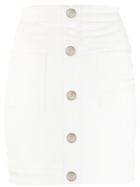 Balmain mini high-waisted quilted skirt White RF04150D050