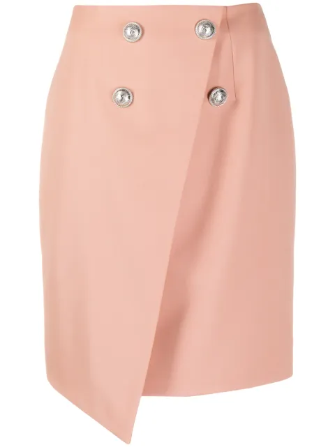 Balmain stud-embellished asymmetric skirt Neutrals TF04310167L