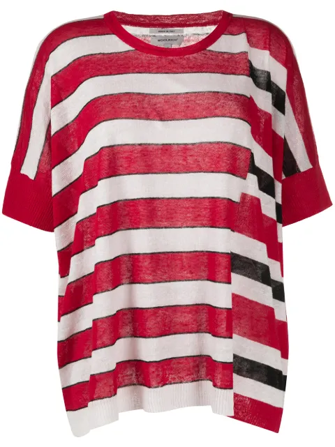 Woolrich striped short-sleeve knit top Red WWKN0067FRUF0310