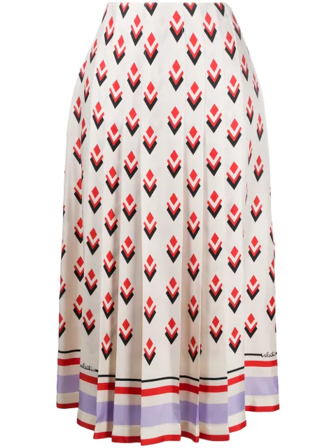 Valentino Garavani pleated graphic-print skirt Neutrals BRA6F25LB