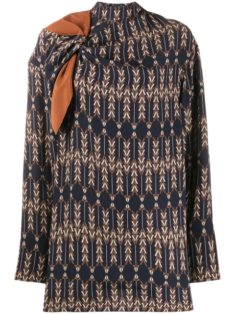 Stella McCartney Zadie knotted high neck blouse Blue 602017SPA36