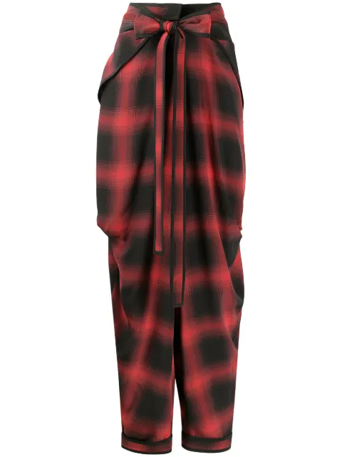 Stella McCartney Bessie check silk trousers Red 602016SPA39