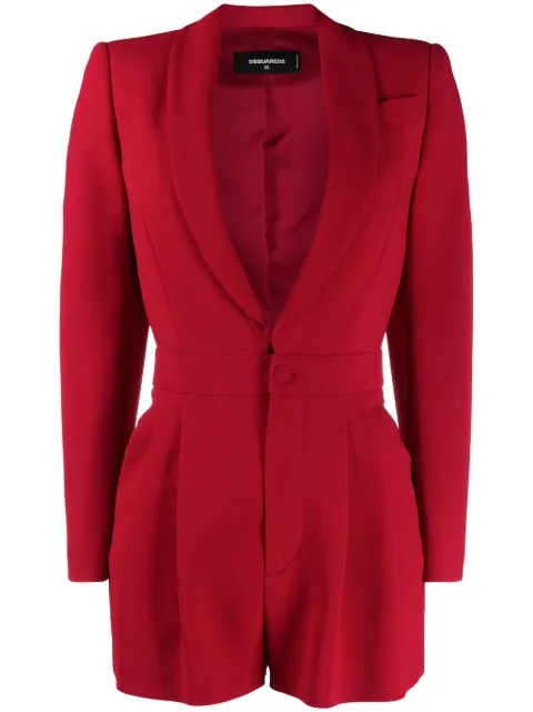DSQUARED2 long-sleeved pleat-detail playsuit Red S75FP0108S48427