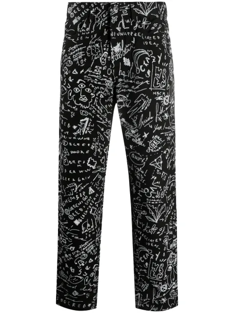 COUNTY OF MILAN sketches print slim-fit jeans Black CMYA017E20DEN0021001