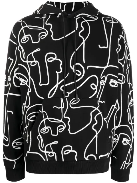 COUNTY OF MILAN all-over Faces print hoodie Black CMBB040E20FLE0011001