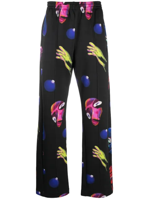 COUNTY OF MILAN Crazy Faces print track pants Black CMCA160E20JER0031084