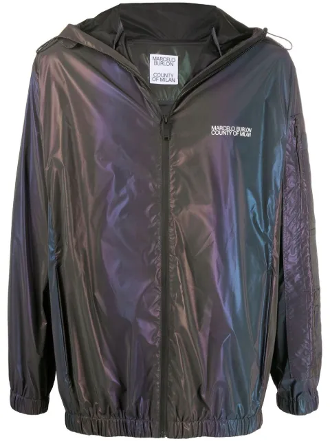 COUNTY OF MILAN iridescent lightweight hooded jacket Black CMEB031E20FAB0011001