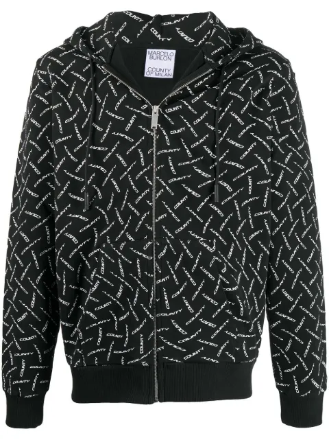 COUNTY OF MILAN drawstring-hood zip-fastening sweatshirt CMBE001F20FLE0031001