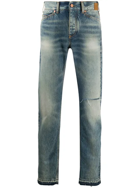 Palm Angels rip detail faded jeans Blue PMYA027F20DEN0024040