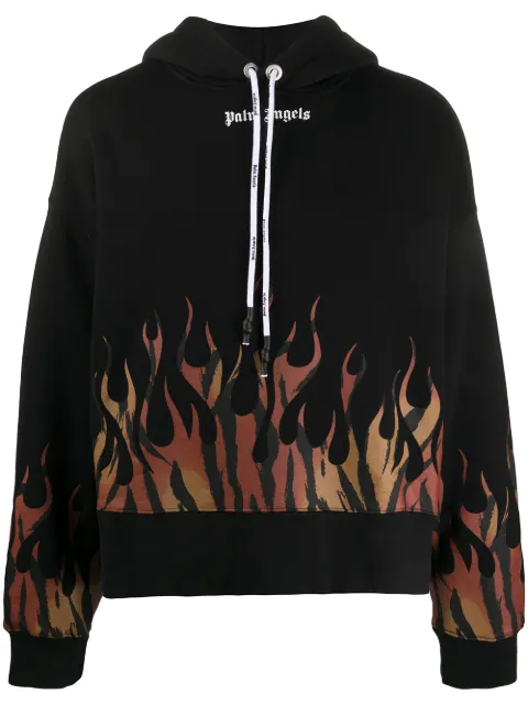 Palm Angels tiger flames hoodie Black PMBB058E20FLE0011020