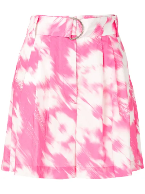 MSGM painterly-print belted shorts Pink 2842MDB111207356