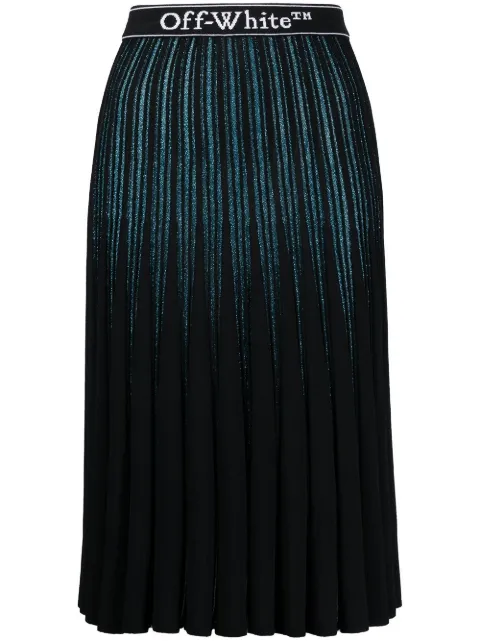Off-White glitter-stripe pleated skirt Blue OWHL009E20KNI0014501