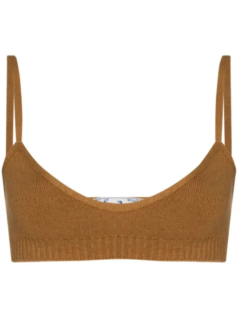 Off-White fine-knit strappy bralette Brown OWHA067E20KNI0016200