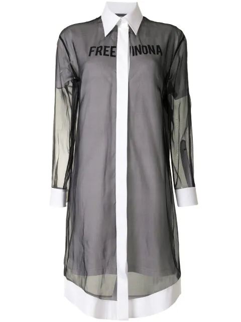 Off-White Free Winona-print shirt dress Black OWDB262E20FAB0011010