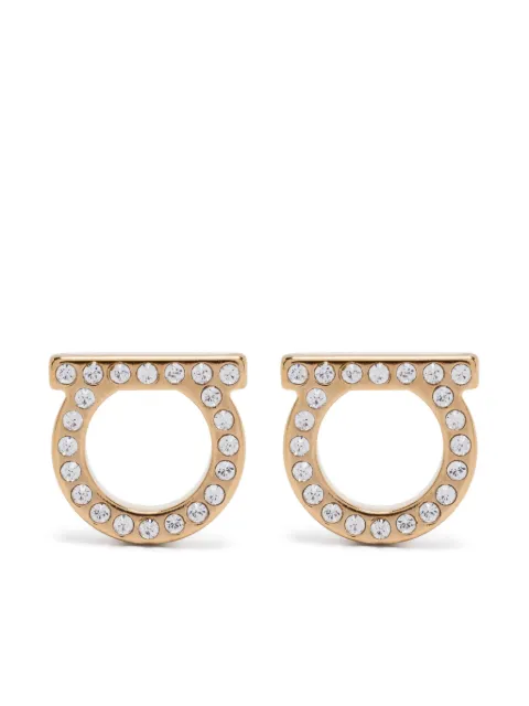 Ferragamo Gancini crystals earrings (L) Gold 696573