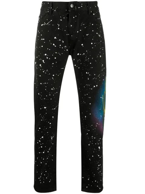 Palm Angels cactus print jeans Black PMYA012E20DEN0031055