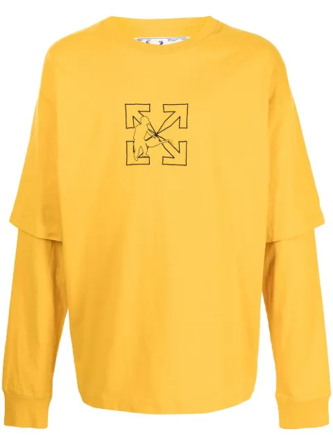 Off-White Arrows motif layered-look T-shirt OMAB022E20JER0011810