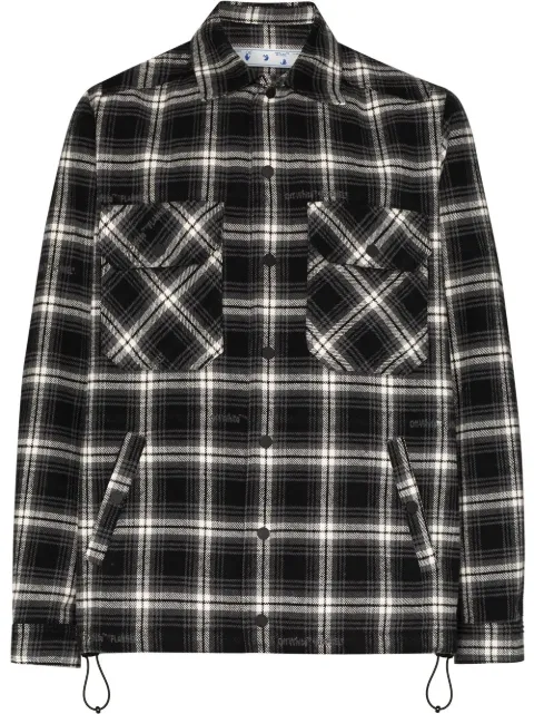 Off-White stencil arrow checked shirt jacket OMEM001E20FAB0011010
