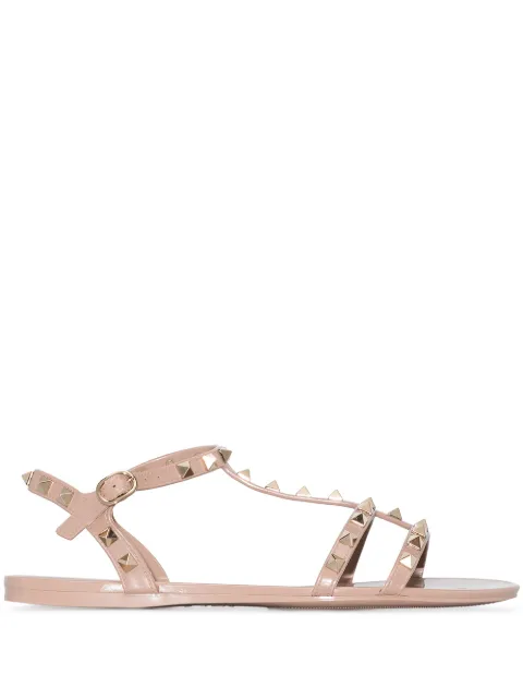 Valentino Garavani Rockstud flat rubber sandal Neutrals WS0H38PVS