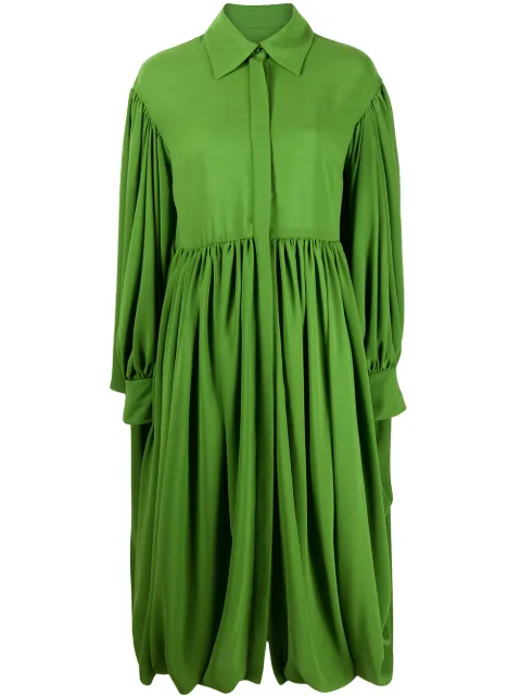 Valentino Garavani gathered hem pleated shirt dress Green BVAS801MH