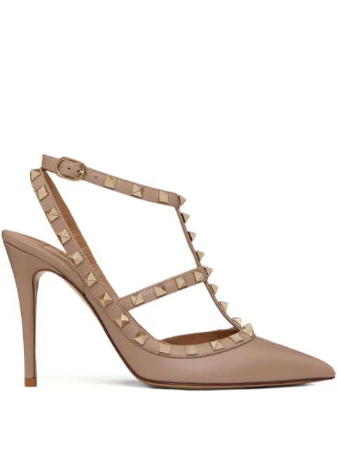 Valentino Garavani Rockstud ankle strap pump 100 mm Neutrals WS0393VOD