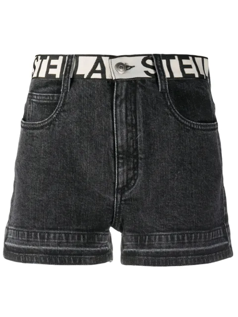 Stella McCartney contrast logo belt denim shorts Black 600452SOH06