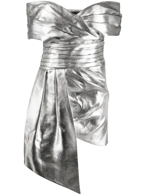 Alexandre Vauthier off-the-shoulder draped mini dress Silver 202DR13001259202