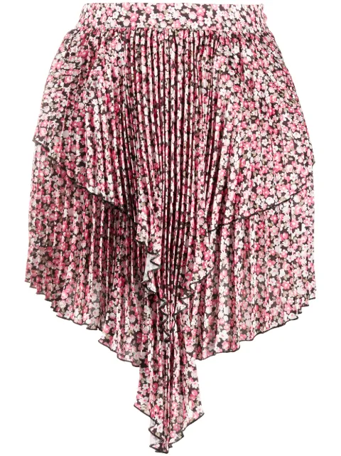 Wandering waterfall hem asymmetric mini skirt Pink WGS20308