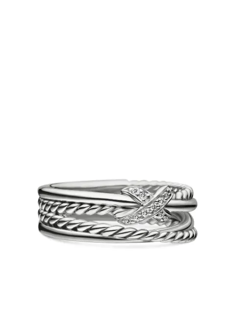 David Yurman sterling silver X Crossover diamond band ring (6mm) Silver R07437DSSADI