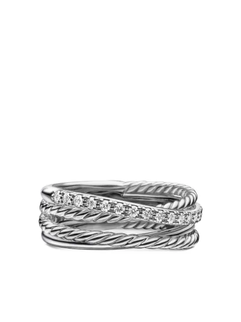David Yurman sterling silver Crossover diamond band ring (6.8mm) Silver R07436DSSADI