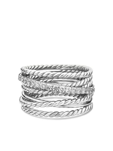 David Yurman sterling silver Crossover diamond ring (12mm) Silver R07370DSSADI