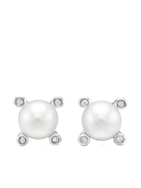 David Yurman sterling silver pearl and diamond stud earrings (7.4mm) Silver E09009DSSDPEDI